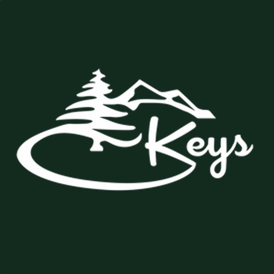 Logo featuring a tree and mountains with the text "Keys."