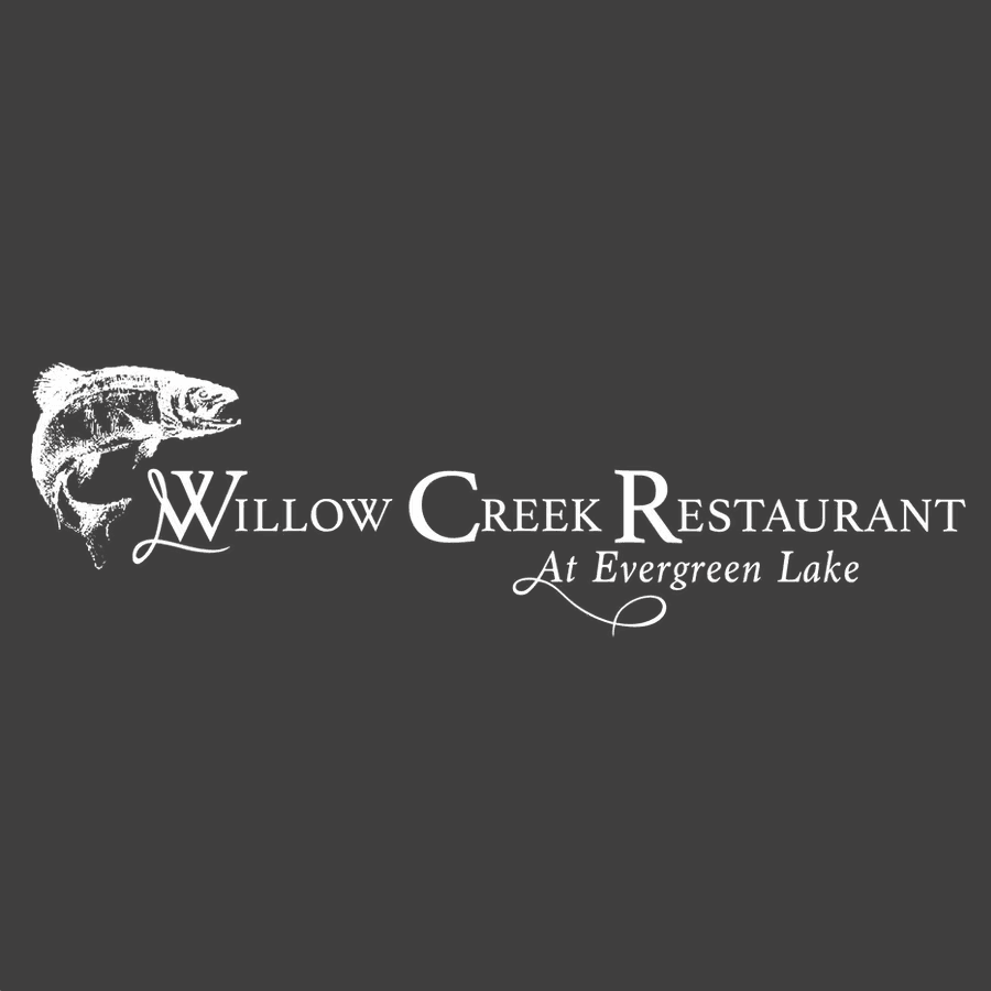 Logo of Willow Creek Restaurant at Evergreen Lake with a fish illustration.